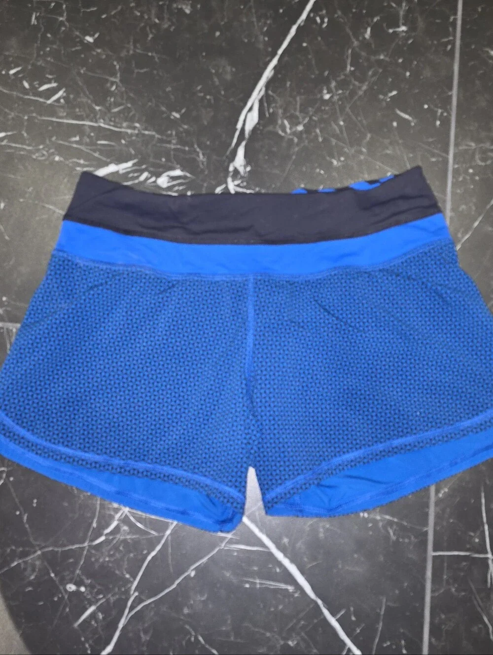 lululemon athletica Electric Blue Mesh Shorts with Black Waistband